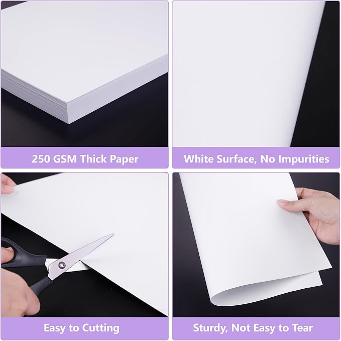 AKONEGE 25PCS Poster Board 11" x 14" White Poster Paper Bulk, 250GSM Thickness Vision Boards Blank Graphic Display Posterboards for School Arts Crafts Projects Drawing Office Presentations Supplies