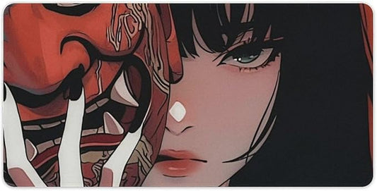 Aesthetic Japanese Anime Girl Samurai Woman Mouse Pad Gaming Large Non-Slip Rubber Desk Mat Keyboard Computer Pad for Home Office 30x60cm