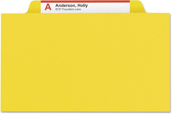 Smead Pressboard Classification File Folder with SafeSHIELD Fasteners, 1 Divider, 2" Expansion, Letter Size, Yellow, 10 per Box (13734)