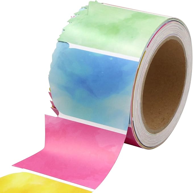 Fancy Land Watercolor Bulletin Board Border Pennants Die-Cut Scalloped Trim Border for Back to School Classroom Decorations 52ft