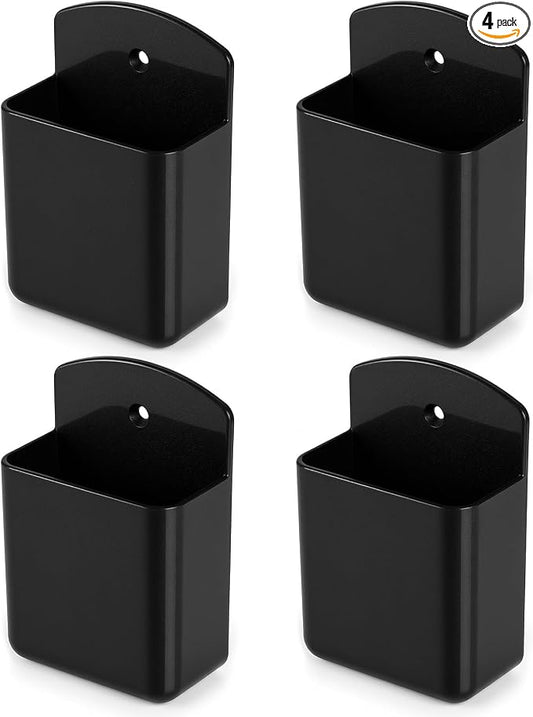 2 PCS Remote Control Holder Wall Mount, TV Remote Control Holder, Self Adhesive Pen Holder Organizers and Accessories for Home Office School (4, Black-4Pcs)
