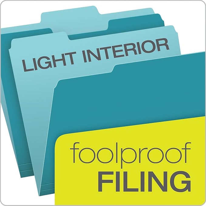 Pendaflex File Folders, Aqua (PFX421013AQU), Letter