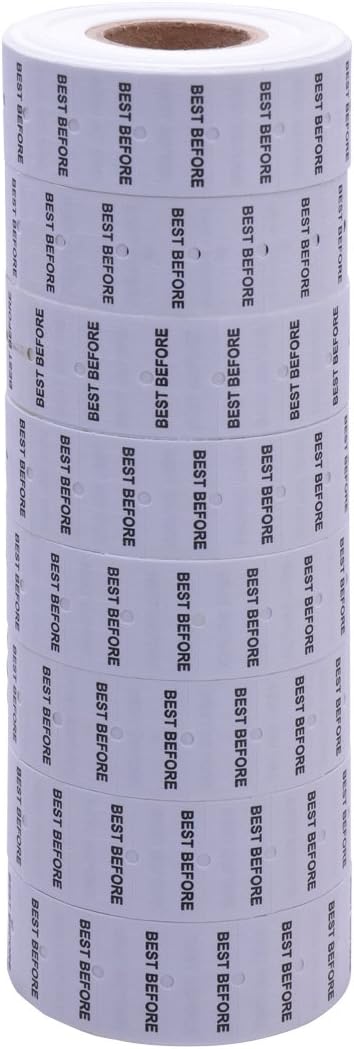 White with Black "Best Before" Labels to fit Motex® MX5500 Price Guns 16 Pack (Free Ink roll Included)