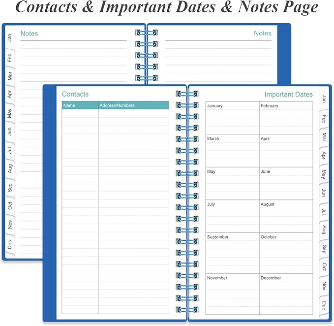 2026-2027 Monthly Planner - January 2026 - June 2027, Two Pages Per Month, 18 Monthly Calendar/Planner with Tabs, Strong Twin-Wire Binding, Inner Pocket, 3.75" x 6.5", Blue