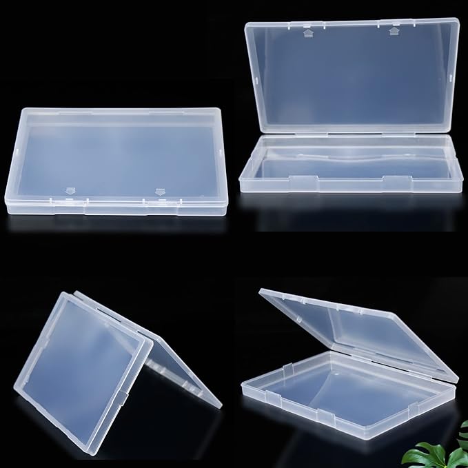 Cuyacili 4 Pack Scrapbooking Paper Storage File Boxes B6 Plastic Box for Documents Magazines Paper Photos Stamps Cards Envelope Protector Office Supplies File Storage Case (7 * 5 inch)