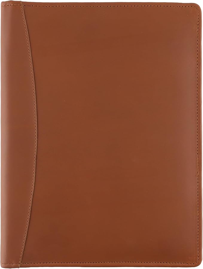 Succor Genuine Leather Portfolio Padfolio – Professional Business Folder & Leather Binder Organizer with Legal Pad Document Holder for Men & Women, Zipper-Free – 13x10 Inch, Brown