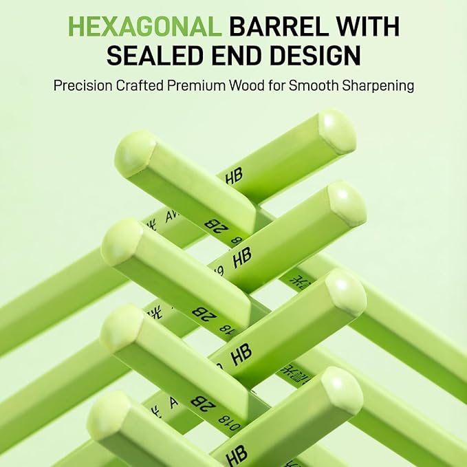 M&G Wood-Cased 2B Pencils, 30 Count Green Barrel Black Wood, Hexagonal Bulk Pencils for School or Office, Unsharpened, No Eraser, Anti-Bite Tip, for Writing, Drawing,Sketching