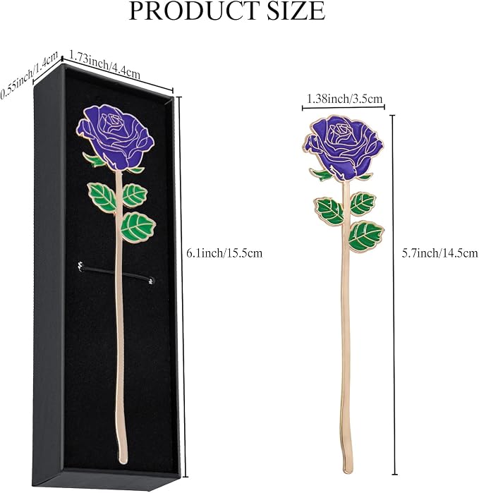 Metal Purple Rose Bookmark, Bookmarks for Women, Cute Bookmarks Gift for Book Lovers, Gift for Mother's Day, Girlfriend and Friend Graduation, Teacher's Day, Thanksgiving