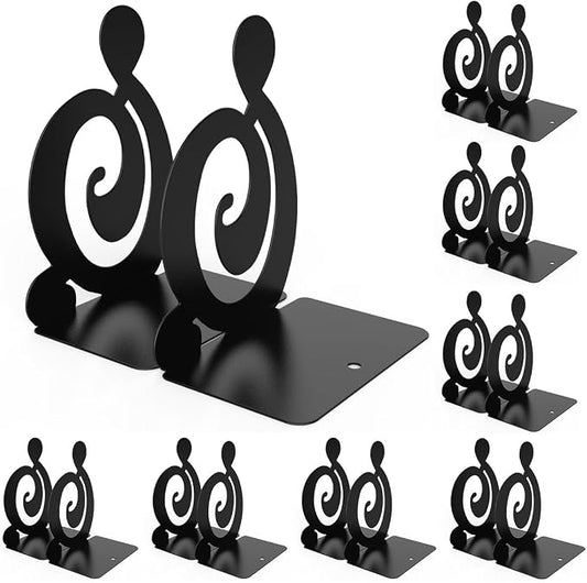 Book Ends,Black 8 Pair Metal BookEnds Heavy Duty bookend (Black 8 Pair)