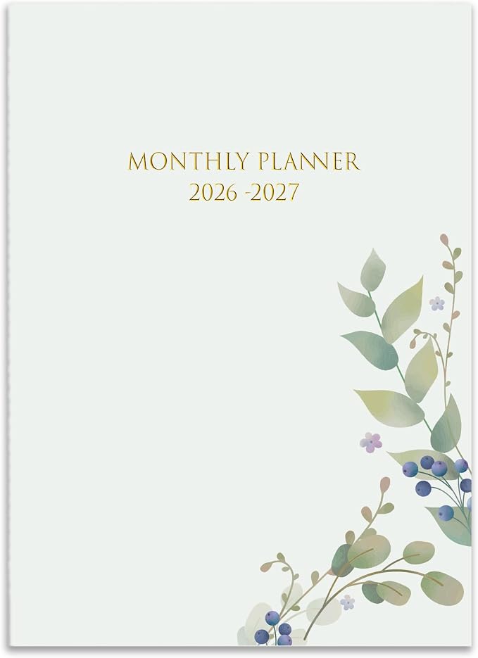 2026-2027 Monthly Planner - Month Calendar from July 2026 - December 2027, Monthly Planner 2026-2027 Easy to Organize Your Daily Life, 5.8" x 8.25", Green Leaf