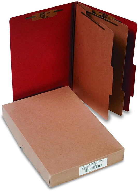 ACCO 16036 ACCO Pressboard 25-Point Classification Folder, Lgl, 6-Section, Earth Red, 10/Bx