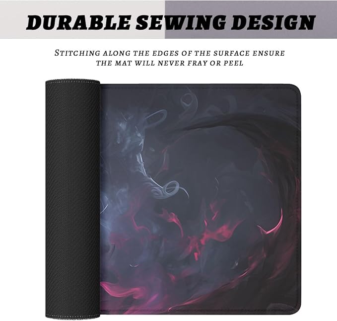 Dark Anime Desk Pad Mouse Pad White Hair Demon Girl Magic Extended Mousepad Mat with Stitched Edge Non-Slip Base Big Mousepad Office Computer Keyboard 31.5"x11.8"