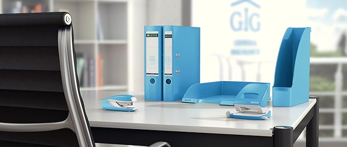 Leitz 55020030 Ergonomic Metal Stapler, Light Blue