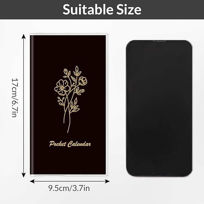 KONVINIT Pocket Calendar 2025-2027, Pocket Planner 2026-3.7" x 6.7" - Runs from September 2025 Until December 2027, Monthly Planner 2025-2027 with PVC Cover for Planning, Black