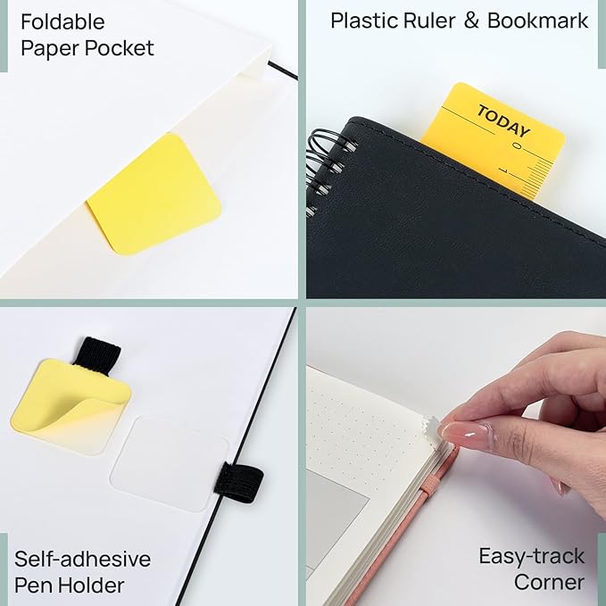 POPRUN 2026-2027 Monthly Planner, Large 8.5" x 10.5", 18 Month Calendar (July 2026 to December 2027) with Expense Tracker, Notes Pages, Sprial Bound, Leather Softcover - Pink