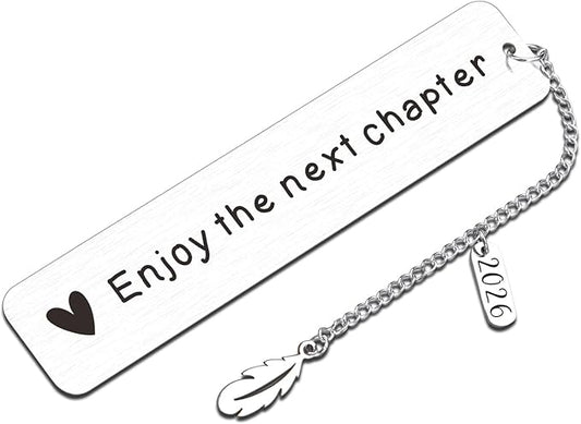 Graduation Gifts for Her Him Students 2026 Retirement Gift for Woman Men Friend Inspirational Wedding Christmas Anniversary Birthday Gifts Coworker Leaving Enjoy the Next Chapter Bookmark Book Lovers