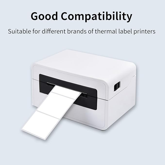 White Square Thermal Labels Printer Stickers- 2" x 2", Self-Adhesive Square Direct Thermal Labels Stickers, Waterproof/Perforation Line Design- 300 Sheets