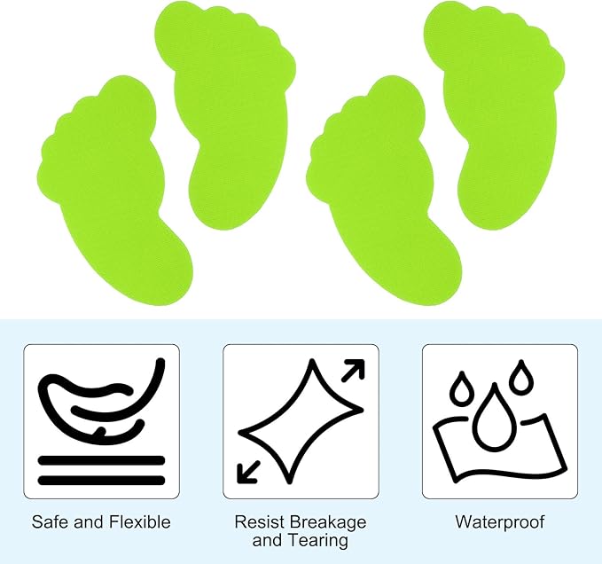 PATIKIL Foot Shaped Carpet Markers, 72pcs (36pairs) Nylon Floor Spots Markers Colorful Hook and Loop Marker Dots for Classroom Teacher Supplies, Light Green