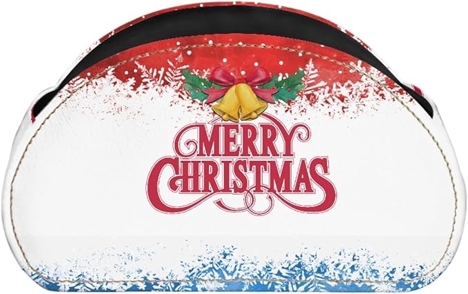 Forchrinse Christmas Bell Snowflake Remote Control Holder with 5 Compartments-Leather Remote Caddy Box Multi-use Christmas Desktop Storage Organizer for TV Remote Holders,Media Players