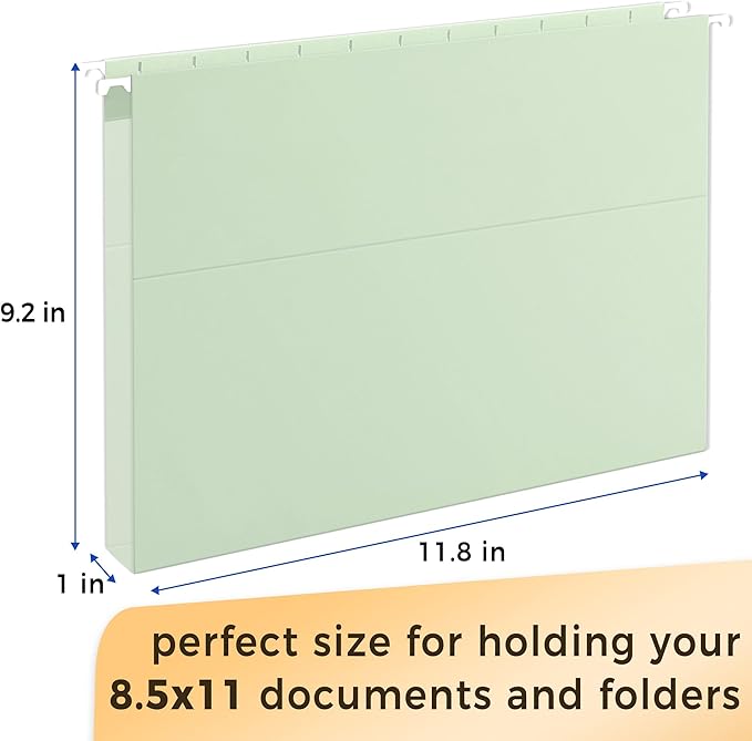 SUNEE Hanging File Folders Letter Size, Pastel Colors, 25 Count Letter Size File Folders with 1/5-cut Tabs, Heavy Duty 1 Inch Expansion, Stay Organized for Your Home and Office Bulk File