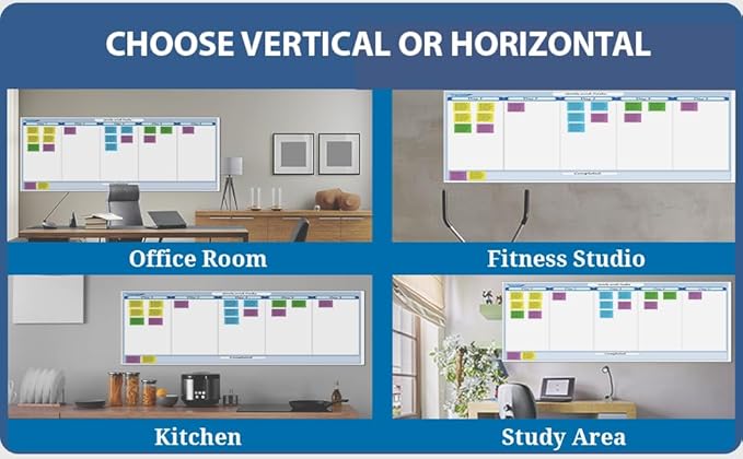 Sky Blue 5-Column Dry-Erasable Task, Goals & Objectives Wall Organizer Planner 36" tall x 75" wide - Horizontal. Complete with Marker and Eraser