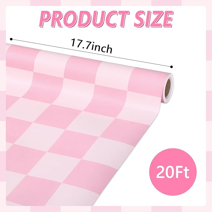 Pink Checkered Bulletin Board Paper Roll Retro Pastel Pink Bulletin Board Background Paper Back to School Classroom Decor Poster for Art Craft DIY Project Home Office Girls Party Supplies 17.7inx20ft