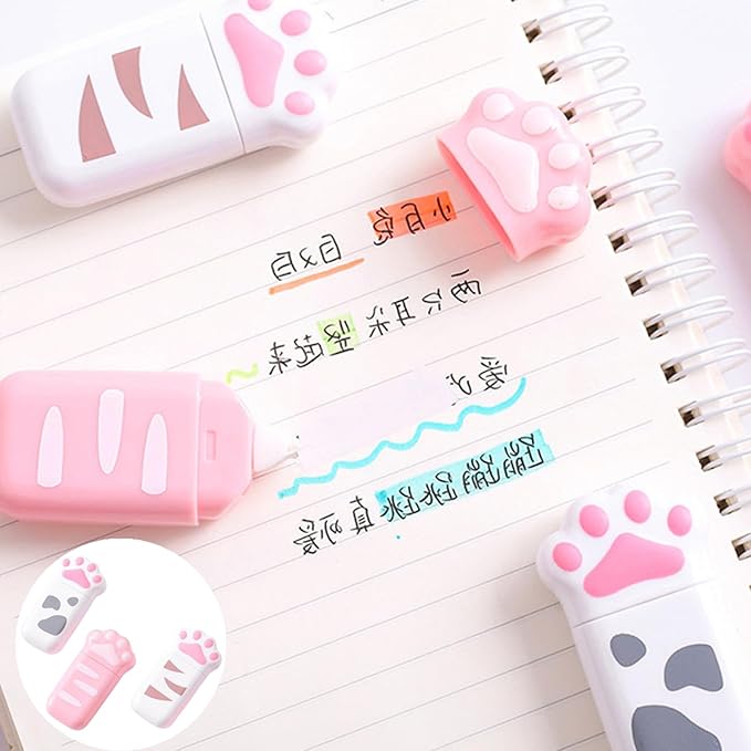 4 Pcs Cute White Out Cat Claw Correction Tape Mini White Out Corrector Correction Supplies for Instant Corrections and Office Products, Color Random