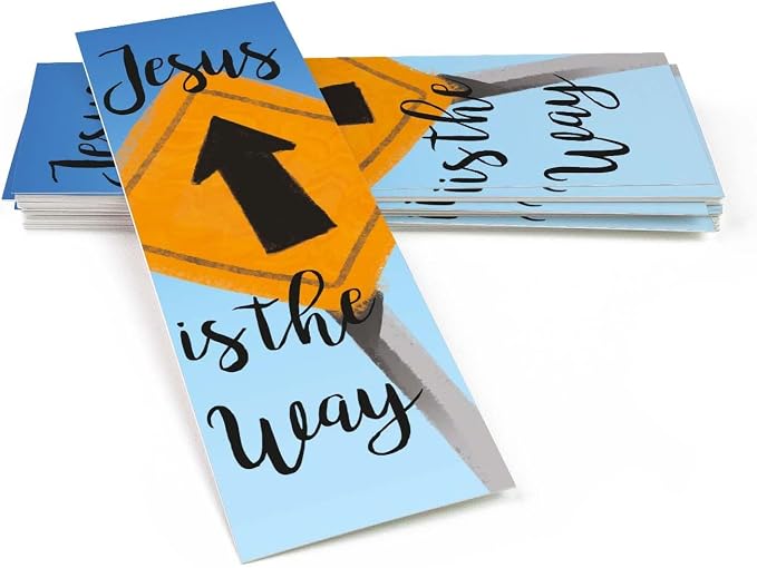Jesus is the Way, John 14:6, Bulk Pack of 25 Christian Bookmarks, Bible Verse Book Markers, Sunday School Prizes with Memory Verses, Scripture Gifts