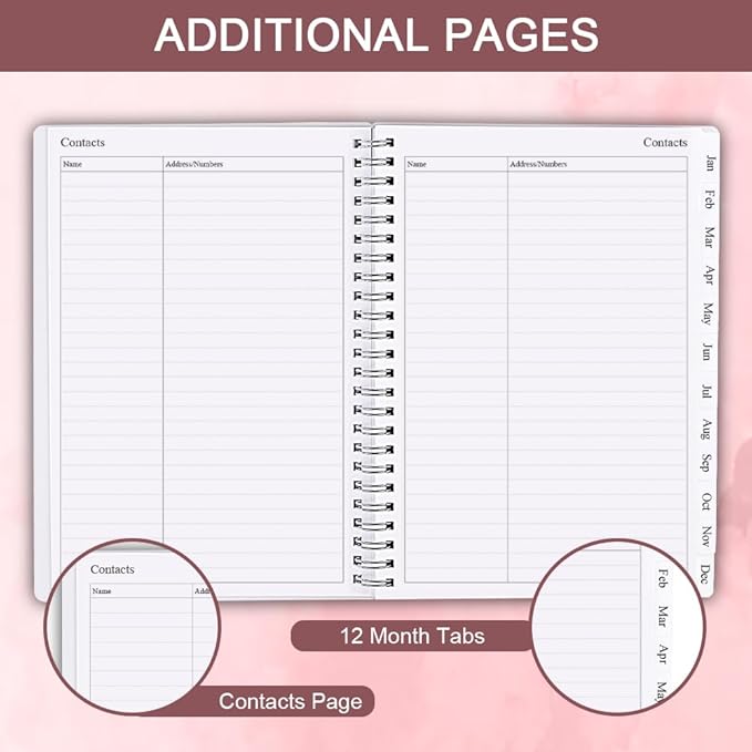 2025 Planner - Planner 2025 for Women & Men, January 2025 - December 2025, Weekly And Monthly Planner with 12 Tabs, 6.4" x 8.5", Pink