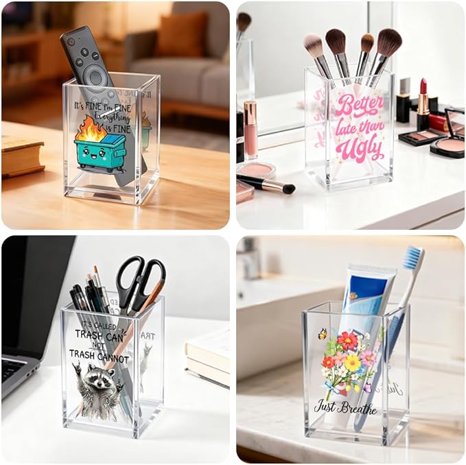 You Can Let The Waves Knock You Down Pen Holder Makeup Organizer, Fun Sea Turtle Pencil Pen Holder for Desk, Ocean Theme Desk Accessories, Beach Decor Organizer Office Gifts for Coworker Friend