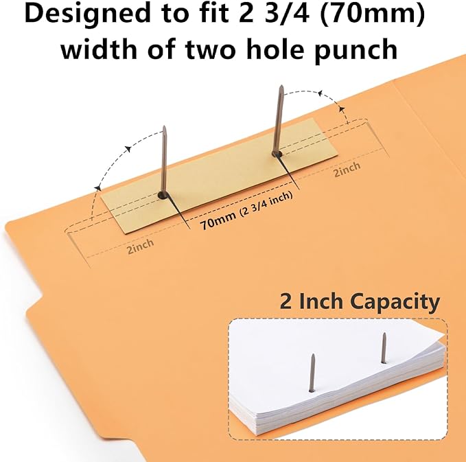 Self-Adhesive Prong Paper Fasteners- IMLIKE 2" Capacity,Strong Adhesion,Metal Fasteners，2.75" Base for Paper Folder or Files,100 pcs/Box