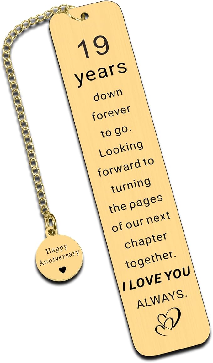 19th Bronze Anniversary Gifts for Men Women, 19th Wedding Anniversary Bookmark Gifts for Wife Husband Couples, Bronze Gift for 19 Year, Happy 19 Anniversarys Bookmark Gift for Mothers Day Fathers Day