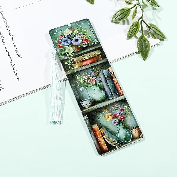 Colorful Art Flower Bookshelf Bookmark - Romantic Artsy Vibe Bookmarks, Perfect Reading Gift for Book Lovers, Bookworms and Friends (2pcs/Set A)