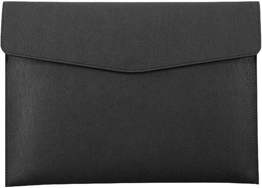 PU Leather A4 File Folder Document Holder Waterproof Portfolio Envelope Folder Case with Snap Closure Black