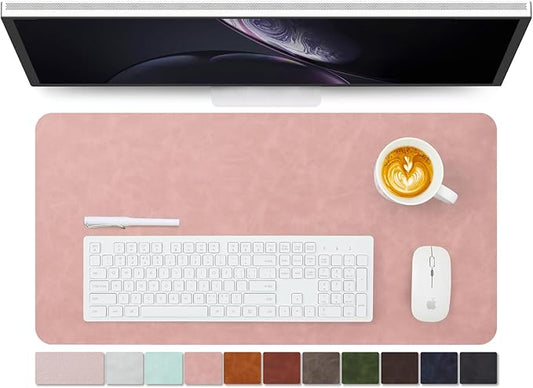 Distressed Leather Desk Mat - Non-Slip PU Desk Pad for Office and Home - Desk Organization and Accessories - Ideal for Large Mouse Pad and Desk Mats on Top of Desks(Dusty Rose,27.6"x 13.8")