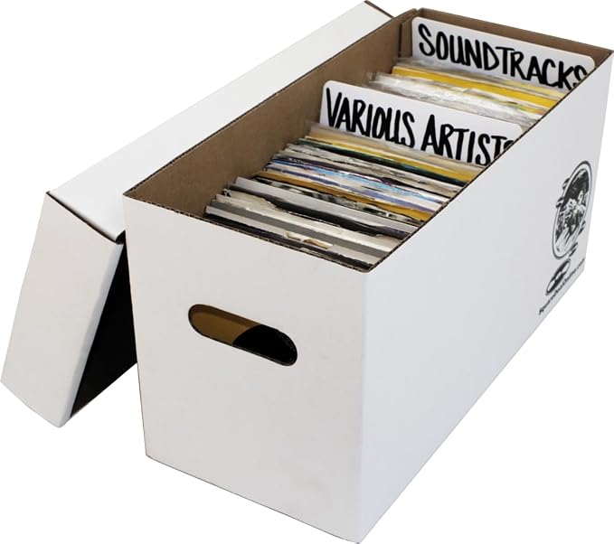 Square Deal Recordings & Supplies 7" 45rpm Vinyl Record Storage Box - Heavy Duty Cardboard with Removable Lid - Holds up to 200 7" Records - 5 Boxes #07BC09HD