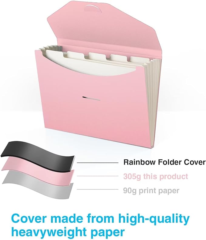 Expanding File Folder Accordion Folders ECO Friendly 6 Pocket Organizer Pink