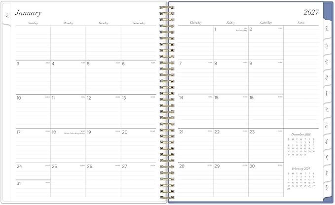 Blue Sky 2027 Weekly and Monthly Planner Calendar, January 2027 - December 2027, 8.5" x 11", Clear Pocket Cover, Laminated Tabs, Durable Twin Wire Binding, Storage Pocket, Elenora