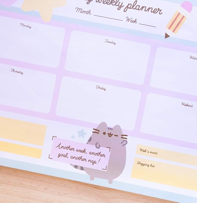To Do List Notepad Pusheen Calendar A3 | Daily, Weekly Planner | ADHD Planner Pad | 54 Tear-Off Sheets 90 gsm | Pusheen Stationery | Improve Productivity | Task Planner