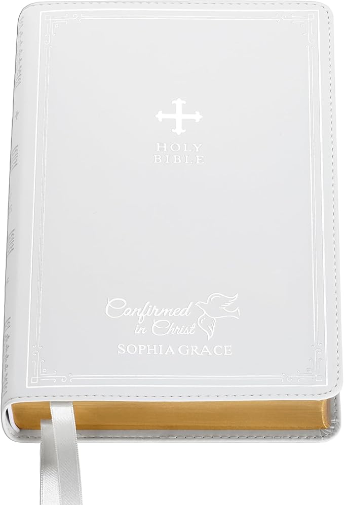 Let's Make Memories Personalized Catholic Bible for Confirmation - Religious Keepsake - Sacrament for Kids, Young Adults - Confirmed in Christ - White Cover