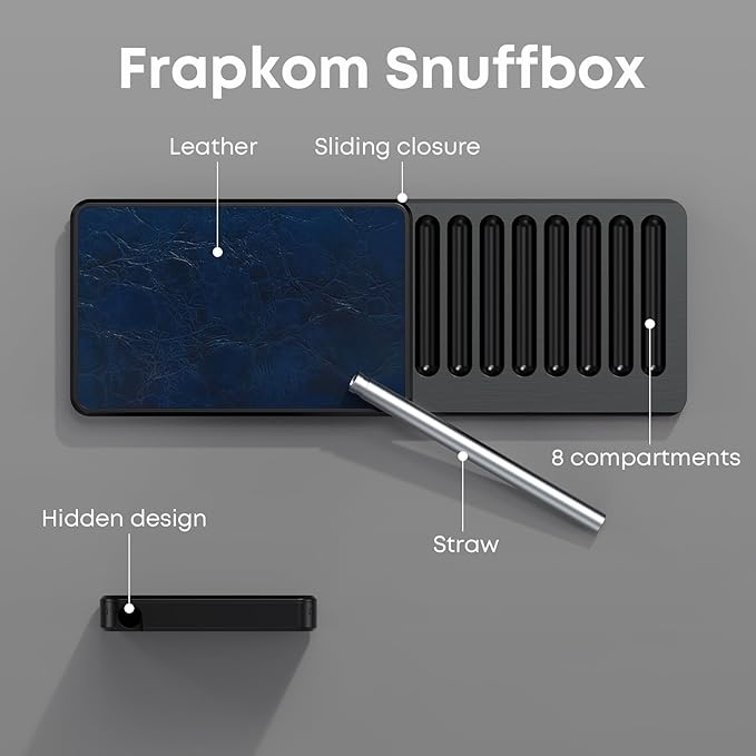 Blue Black Organize Box, 8 Compartment Storage Box with Built in Alloy Straw