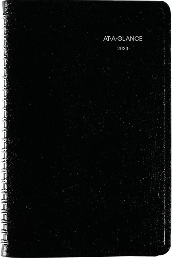 AT-A-GLANCE 2023 Weekly Planner, DayMinder, Hourly Appointment Book, 5" x 8", Small, Black (G20000)