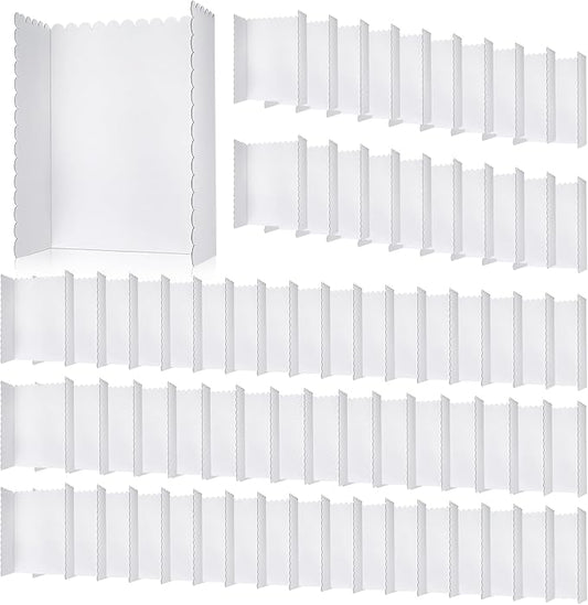 72 Pcs 24 x 36 Inch Trifold Poster Display Boards White for Science Fair Presentation Projects Photo Exhibition Display Tri fold Board Foldable Paperboard for School Supplies Bulk Business