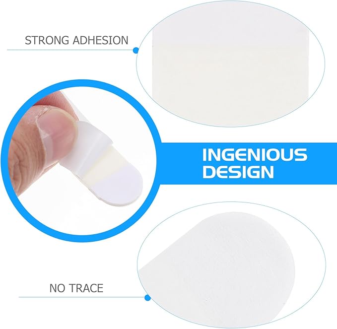 BESTonZON No-Trace Double-Sided Adhesive Tape 50pcs (4.7 X 1.7cm) Stretchable Hook Sticker Strips for Wall Mounting and Home Office Use