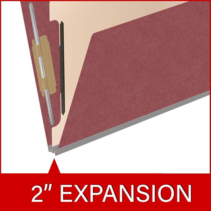 Pressboard Classification Folders, Full Cut End Tab, Letter Size, 1 Divider, Dark Red (Box of 10)