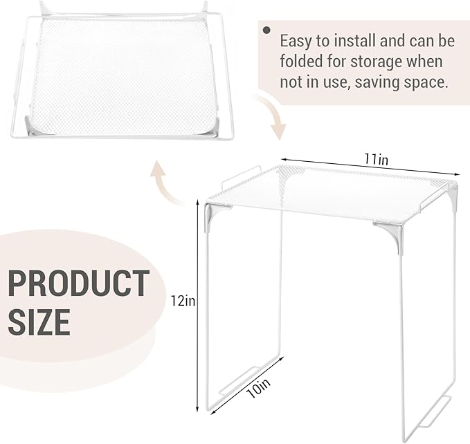 Colarr White Locker Organizer Shelf Locker Accessories for Girls Stackable Storage Organization Shelf Area Saver Fits Standard Size for School Office Kitchen and Home