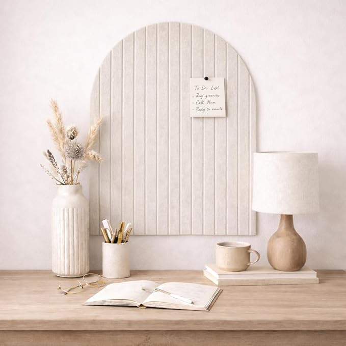Orelle Fluted Arch Felt Bulletin Board (Beige, 23 x 31)