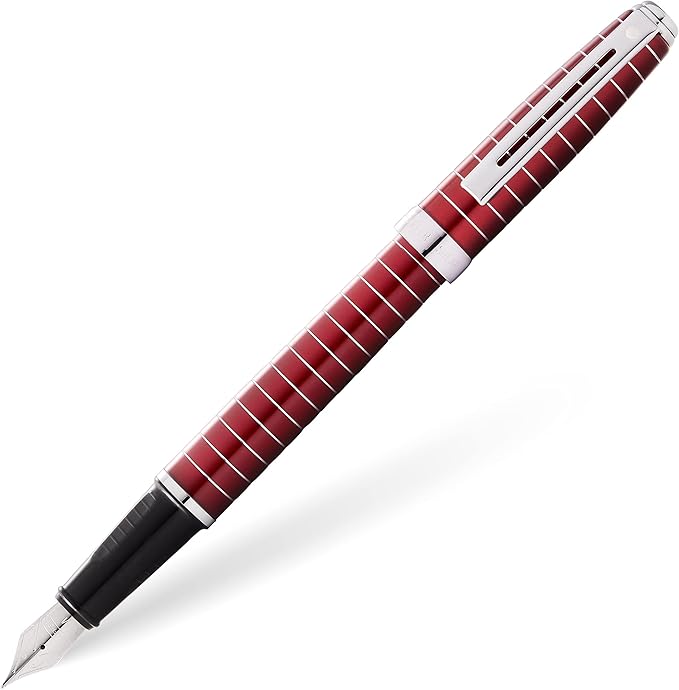 Sheaffer Prelude Merlot Lacquer w/Horizontal Line Engraving and Medium Nib Fountain Pen