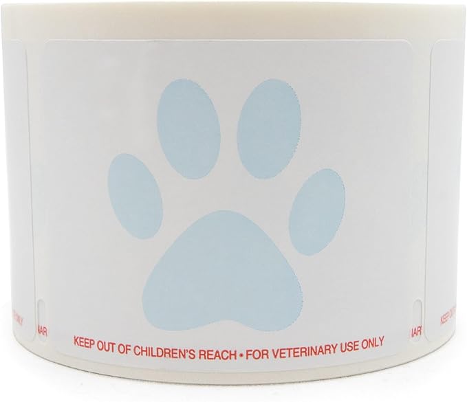 Veterinary Prescription Labels with Paw Print & Warning - 2-1/8" x 2-3/4" | Compatible with Dymo 450 LabelWriters and Earlier Models - “Keep Out of Children's Reach” - Warning, Caution
