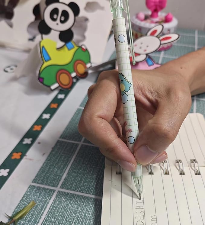 4PCS Cute Cartoon Dinosaur Mechanical Pencils Set with Tubes 0.5 mm Pencil Refills Back to School Gift for Teens Student (Green)